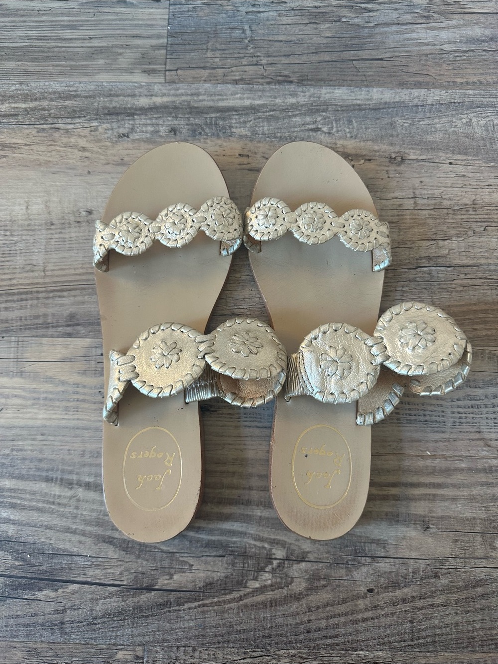 Jack Rogers Gold Slide Sandals